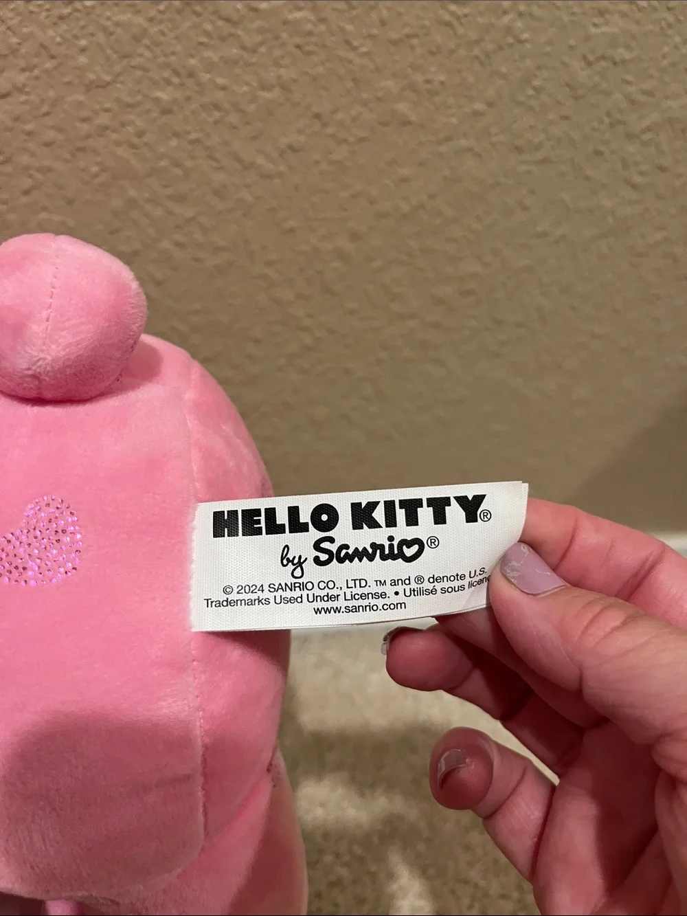 Hello Kitty Pink Plush with Shimmer Bow